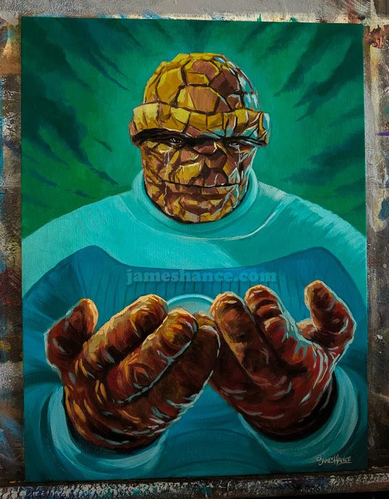 “They Look Like Big, Good Strong Hands, Don’t They?” 4️⃣ 📖 (Fantastic Four / The Neverending Story) - Original painting up on jameshance.com today! 

✨🎨 (Gesso / Gouache on Canvas Panel)