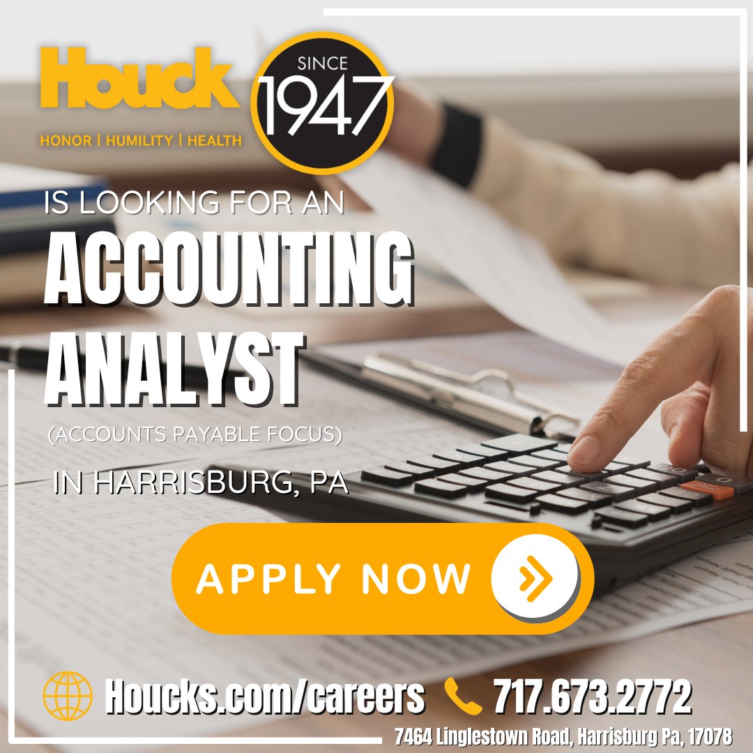 📣 We’re hiring - but planning ahead! 

Houck is looking for a full-time Accounting Analyst to join our team starting in October!
 
Sound like a fit? Apply today and take the next step in your accounting career with Houck. 
#AccountingJobs #NowHiring