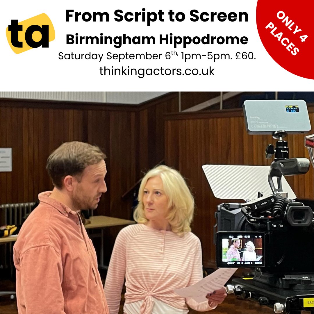 Join Thinking Actors at The Birmingham Hippodrome for this exclusive workshop. thinkingactors.co.uk/courses-1/from…
▪ How to confidently engage with 'sides'
▪ Exploring character, motivation and subtext
▪ Refining performance and technique for camera
▪ Self-taping for casting