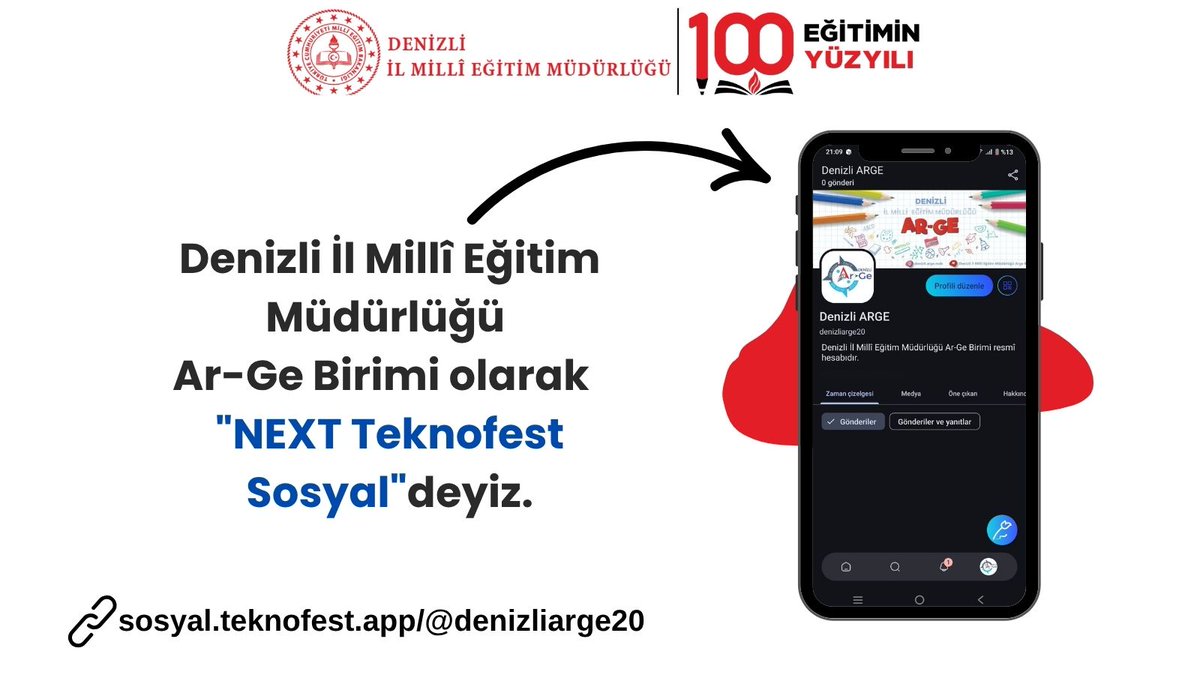 Denizli ARGE (@argedenizli) on Twitter photo Denizli Milli Eğitim Müdürlüğü Ar-Ge Birimi faaliyetlerini yakından takip etmek için 👉🏼 sosyal.teknofest.app/@denizliarge20 hesabımızı takibe alabilirsiniz.
<a href="/tcmeb/">Millî Eğitim Bakanlığı</a>
<a href="/meb_sgb/">MEB Strateji Geliştirme Başkanlığı</a>
<a href="/denizlimem/">Denizli İl Millî Eğitim Müdürlüğü</a>
<a href="/emre_caliskan/">Emre Çalışkan</a>
<a href="/YTEMEL3/">Y.TEMEL</a> Denizli Milli Eğitim Müdürlüğü Ar-Ge Birimi faaliyetlerini yakından takip etmek için 👉🏼 sosyal.teknofest.app/@denizliarge20 hesabımızı takibe alabilirsiniz.
<a href="/tcmeb/">Millî Eğitim Bakanlığı</a>
<a href="/meb_sgb/">MEB Strateji Geliştirme Başkanlığı</a>
<a href="/denizlimem/">Denizli İl Millî Eğitim Müdürlüğü</a>
<a href="/emre_caliskan/">Emre Çalışkan</a>
<a href="/YTEMEL3/">Y.TEMEL</a>