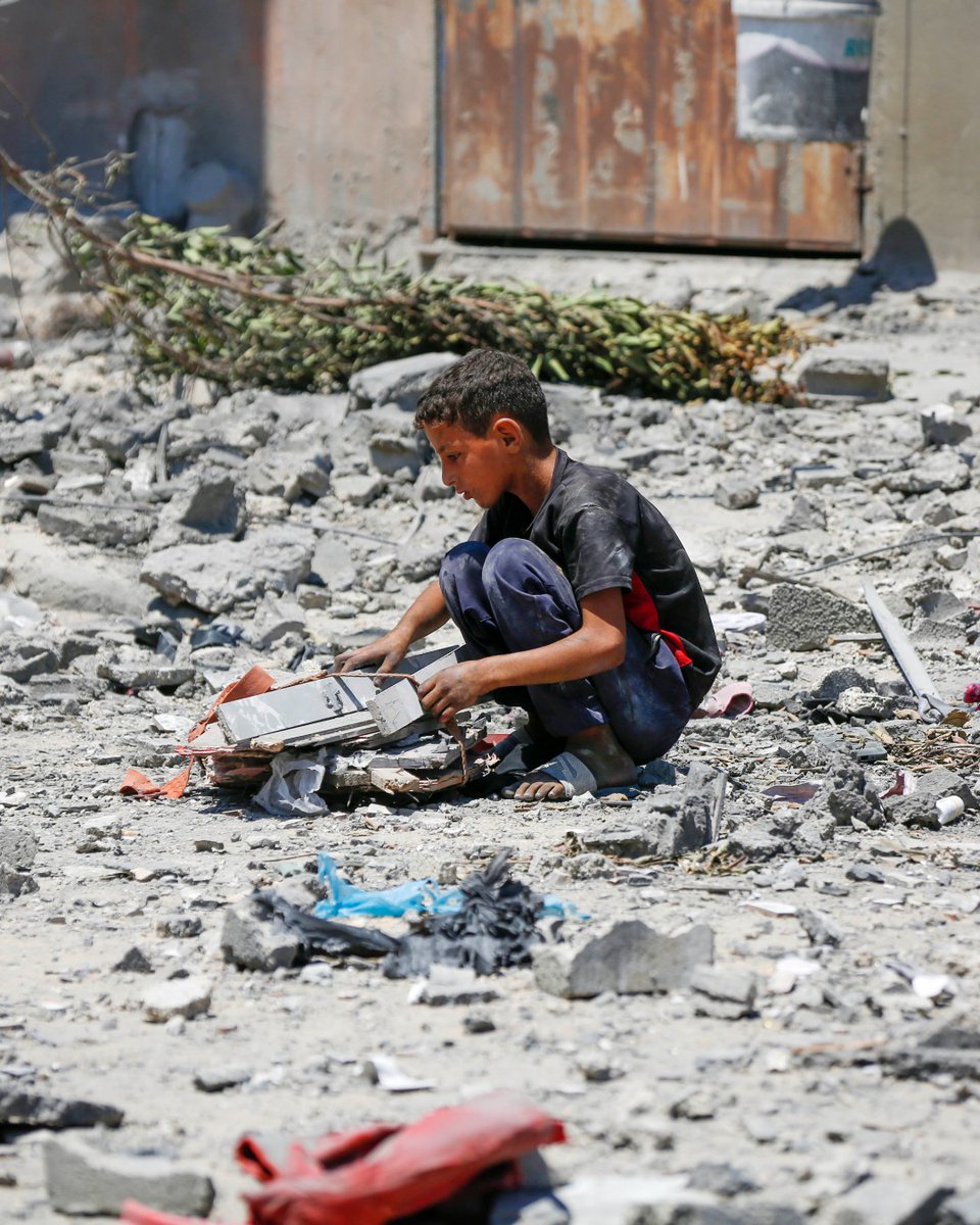 Los niños y niñas de Gaza tratan de recoger cada día los pedazos de su infancia rota. 

Necesitan un alto el fuego. Necesitan paz y esperanza.