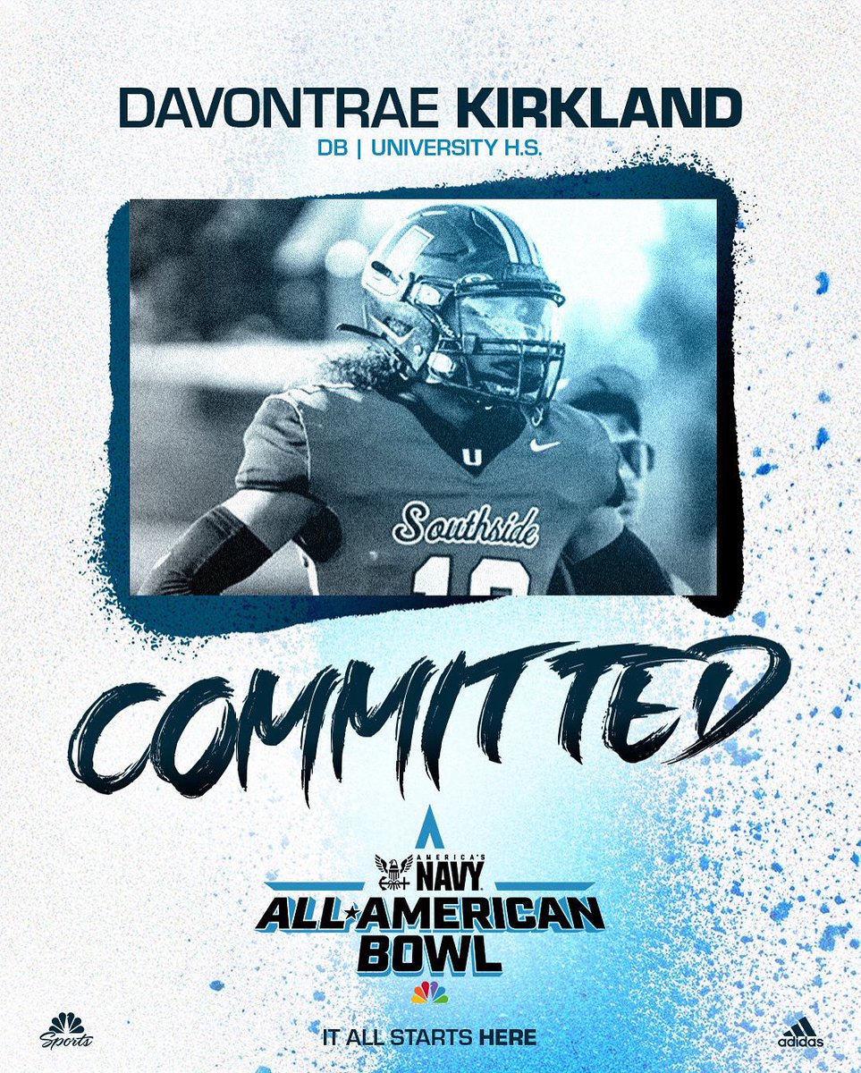Navy All-American Bowl (@aabonnbc) on Twitter photo Ready to Roll ❗️
Davontrae Kirkland (<a href="/DDavontrae/">Davontrae "D-TRAIN" Kirkland</a>) has committed to the 2027 Navy All-American Bowl
#SicEm
#NavyAAB 🇺🇸 <a href="/AmericasNavy/">America's Navy</a> Ready to Roll ❗️
Davontrae Kirkland (<a href="/DDavontrae/">Davontrae "D-TRAIN" Kirkland</a>) has committed to the 2027 Navy All-American Bowl
#SicEm
#NavyAAB 🇺🇸 <a href="/AmericasNavy/">America's Navy</a>