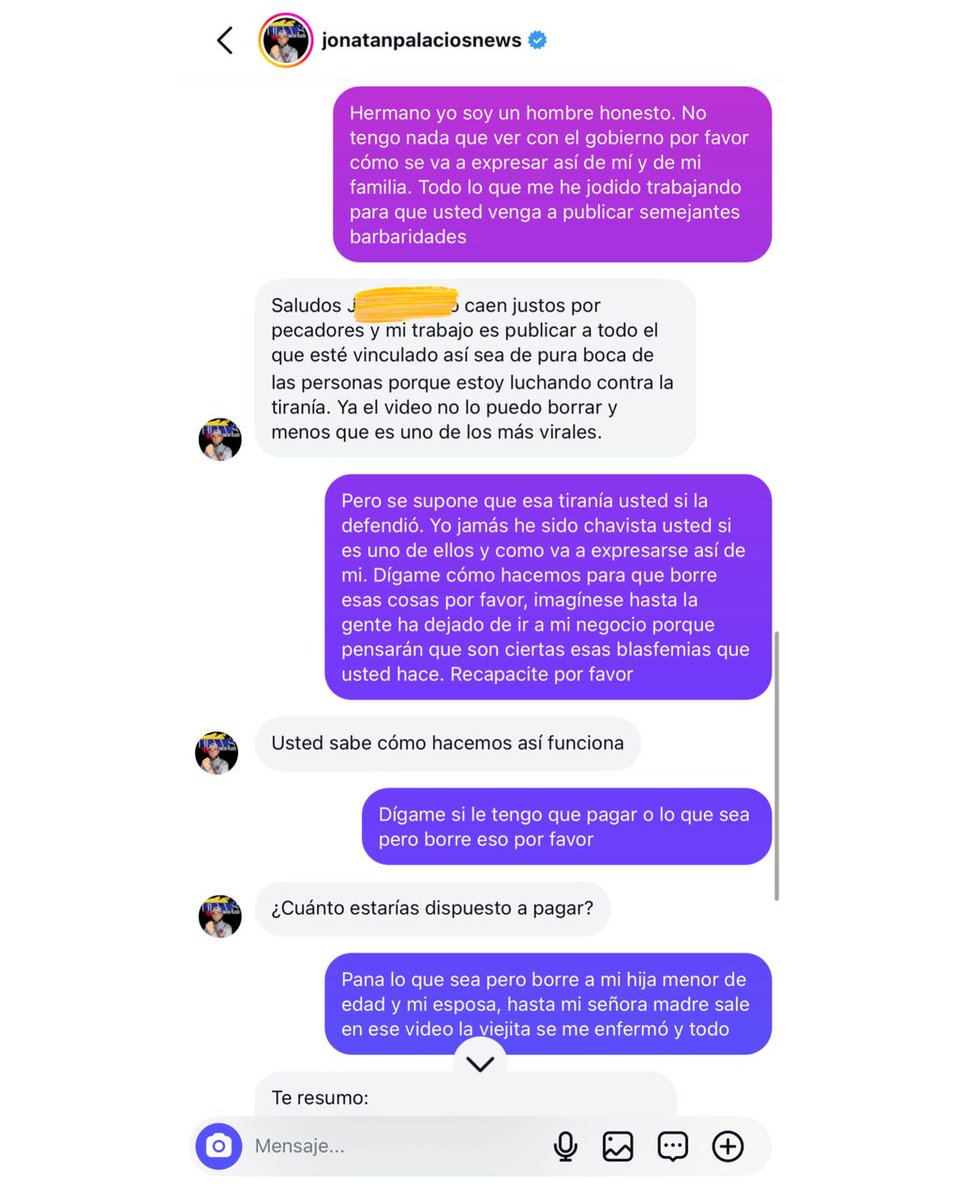 📍Su historial revela un comportamiento deplorable una constante extorsión a quienes lo enfrentan.

Ofreciendo eliminar publicaciones incómodas a cambio de dinero 
#JonatanPalaciosParaco