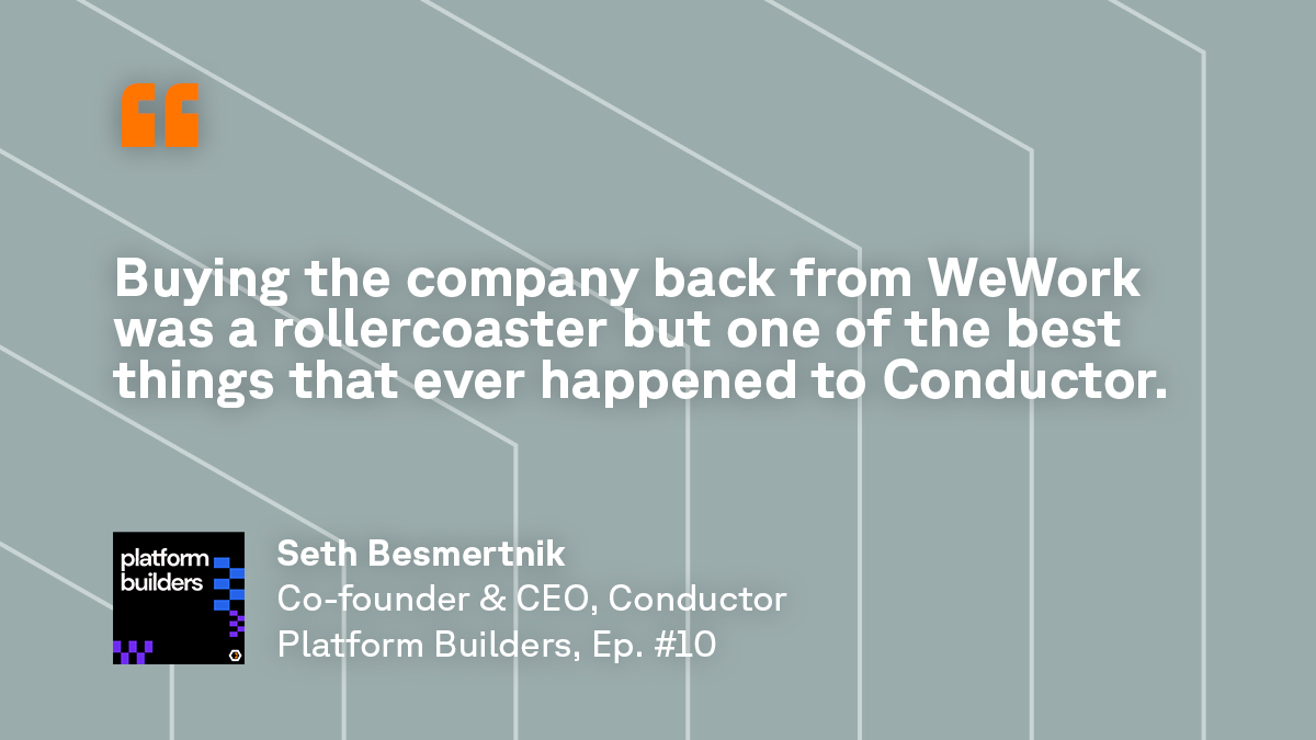 Heavybit (@heavybit) on Twitter photo šļøš£ļø In episode 10 of Platform Builders, <a href="/Conductor/">Conductor</a> CEO <a href="/Besmertnik/">Seth Besmertnik</a> shares the unbelievable story of selling his company to WeWork and fighting to buy it back just 20 months later. He details the journey from the brink of collapse to a triumphant rebirth as an employee-owned šļøš£ļø In episode 10 of Platform Builders, <a href="/Conductor/">Conductor</a> CEO <a href="/Besmertnik/">Seth Besmertnik</a> shares the unbelievable story of selling his company to WeWork and fighting to buy it back just 20 months later. He details the journey from the brink of collapse to a triumphant rebirth as an employee-owned