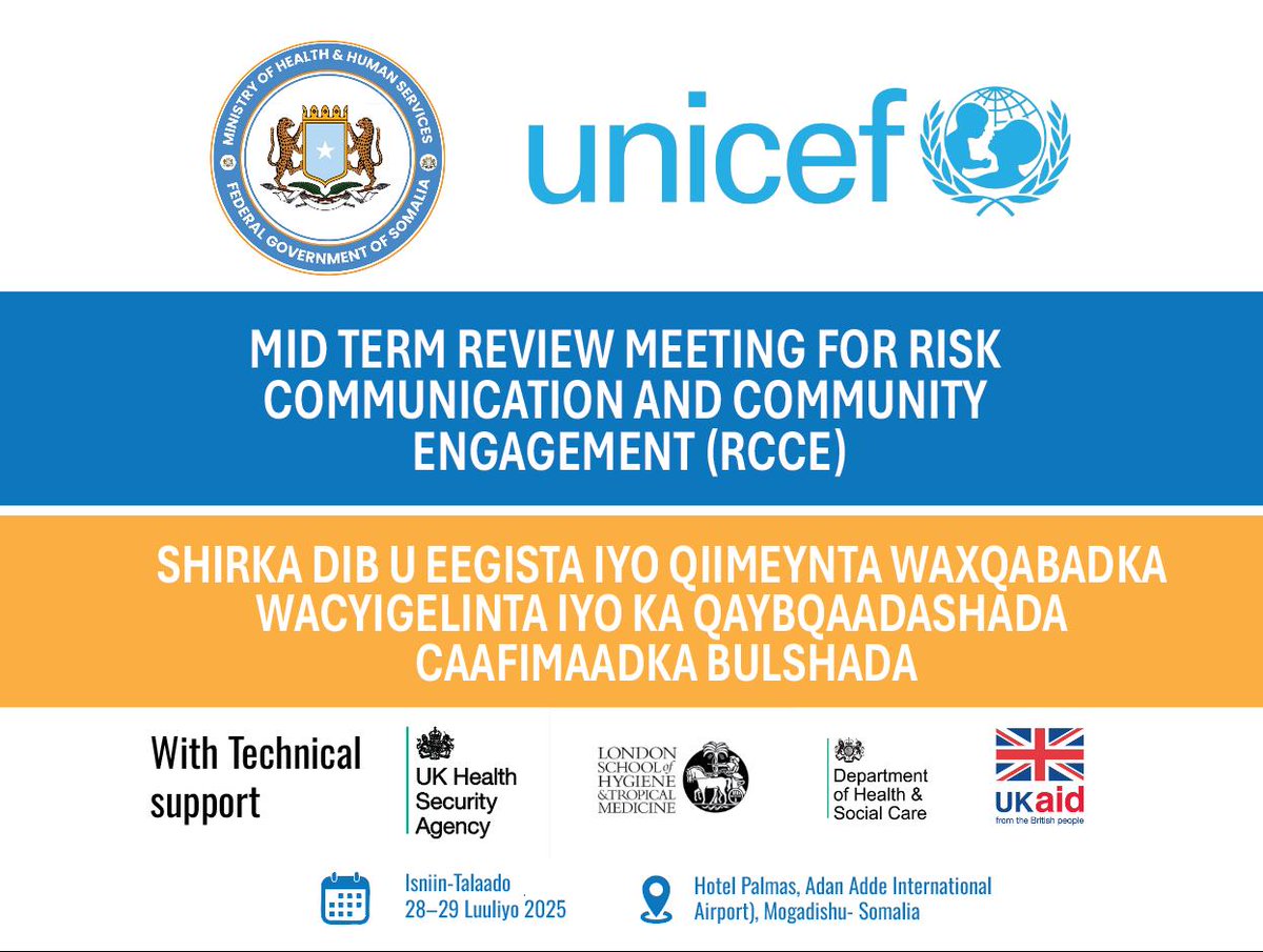 Sasdosom's tweet image. #SASDOSOM is pleased to join the RCCE workshop on July 28–29, 2025, at Palmas Hotel, Mogadishu.

Thanks to @UNICEFSomalia &amp;amp; the Ministry of Health and Human Services for organizing this vital initiative.

#RCCE #SASDO #Somalia #CommunityEngagement #HealthPromotion