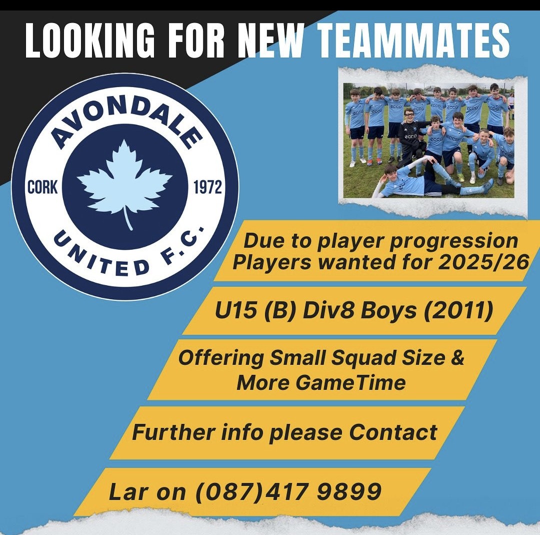 UNDER 15s BOYS (2011).
Players wanted due to club player progression