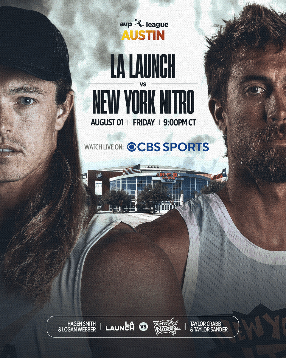 The Stage Is Set.
Smith/Webber (LA Launch) vs Crabb/Sander (NY Nitro) — 9PM CT on CBS Sports.