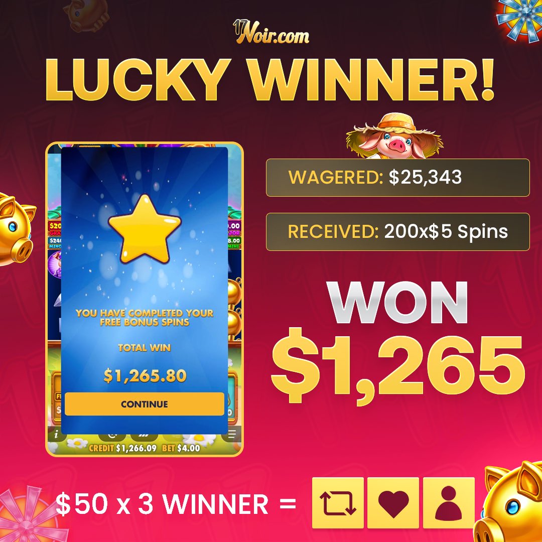 17noir.com (@17noir_com) on Twitter photo 🎰 To celebrate this user just hit $1,265 from the free spins 🥳
💸 $150 GIVEAWAY 💸 (3 winners)
✅ To enter:
• RT + Like this post
• Tag 1 friend
🏆 Use code “17noir” on <a href="/gamdom/">Gamdom.com</a> & don’t miss out
- We run exclusive giveaways + free spins for users under our code weekly in 🎰 To celebrate this user just hit $1,265 from the free spins 🥳
💸 $150 GIVEAWAY 💸 (3 winners)
✅ To enter:
• RT + Like this post
• Tag 1 friend
🏆 Use code “17noir” on <a href="/gamdom/">Gamdom.com</a> & don’t miss out
- We run exclusive giveaways + free spins for users under our code weekly in