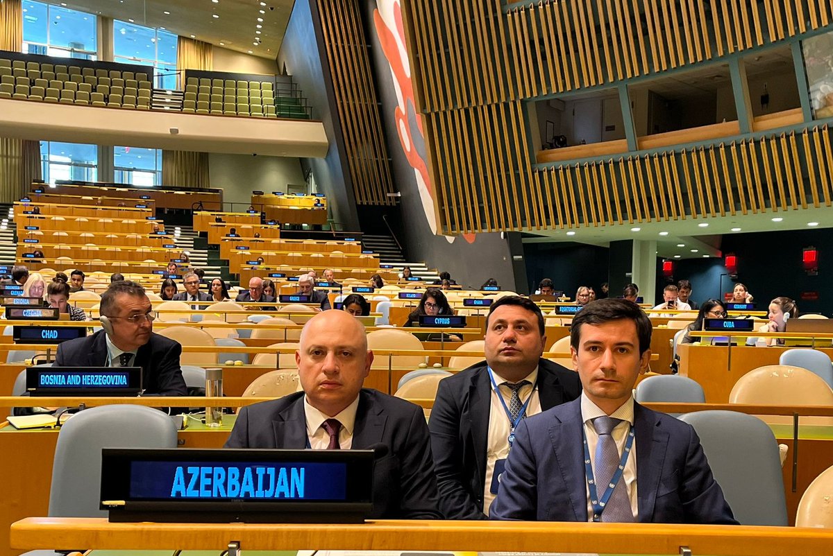 Azerbaijan UN 🇦🇿 (@azmissionun) on Twitter photo H.E. Mr. Samir Sharifov, Deputy Minister of Foreign Affairs of the Republic of Azerbaijan, delivered a statement at the Plenary Session of the <a href="/UN/">United Nations</a> High-Level International Conference on “The Peaceful Settlement of the Question of Palestine and the Implementation of the Two-State H.E. Mr. Samir Sharifov, Deputy Minister of Foreign Affairs of the Republic of Azerbaijan, delivered a statement at the Plenary Session of the <a href="/UN/">United Nations</a> High-Level International Conference on “The Peaceful Settlement of the Question of Palestine and the Implementation of the Two-State