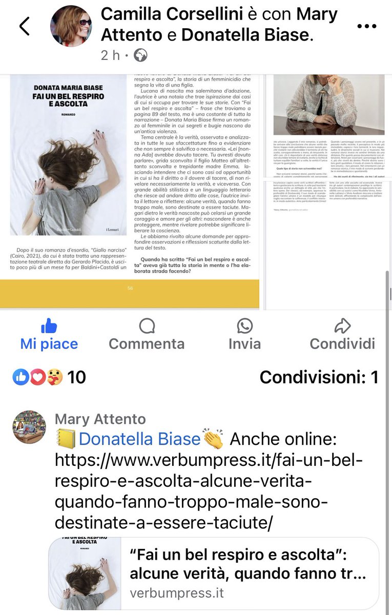 Intervista a Donata Maria Biase su "Fai un bel respiro e ascolta" <a href="/BaldiniCastoldi/">Baldini+Castoldi</a>, su <a href="/VerbumPress/">Verbum Press</a> 
verbumpress.it/fai-un-bel-res…