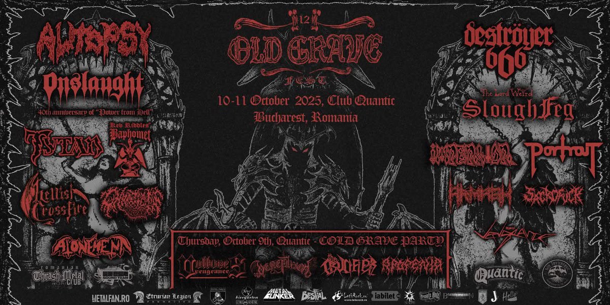 BlogThrower's tweet image. X non sembra essere un posto accogliente per il metal, ma ciò non mi impedisce di condividere un evento meraviglioso: Old Grave, Bucarest, dal 9 all'11 ottobre 2025