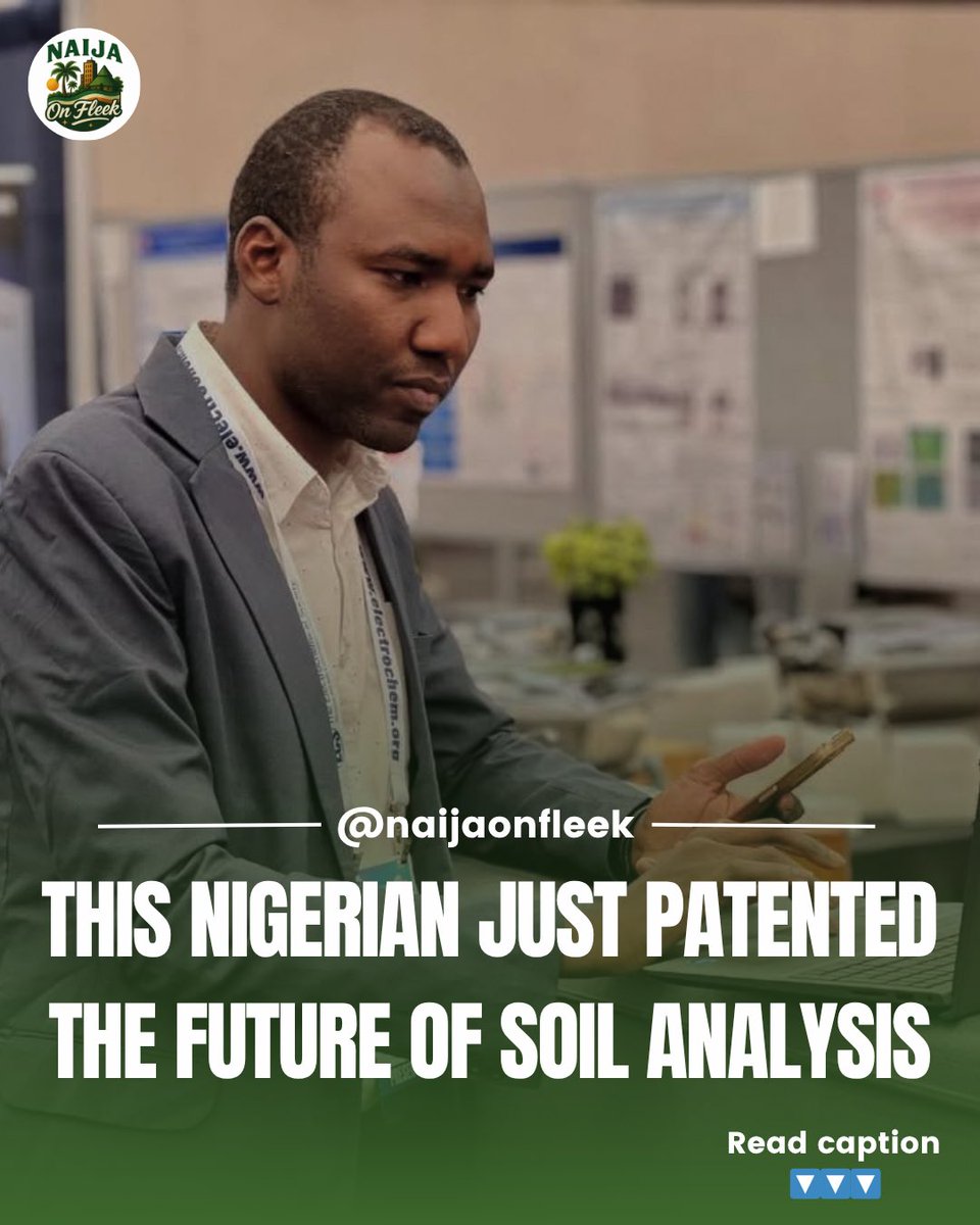 NaijaOnFleek (@naijaonfleek) on Twitter photo Nigerian Brilliance on the Global Stage 🇳🇬✨
Dr. <a href="/yakubwudil/">Dr. Yakubu Sani Wudil</a> just secured a United States patent for a groundbreaking invention that combines laser-induced spectroscopy and machine learning to predict key soil properties - including strength, moisture, and density. Nigerian Brilliance on the Global Stage 🇳🇬✨
Dr. <a href="/yakubwudil/">Dr. Yakubu Sani Wudil</a> just secured a United States patent for a groundbreaking invention that combines laser-induced spectroscopy and machine learning to predict key soil properties - including strength, moisture, and density.