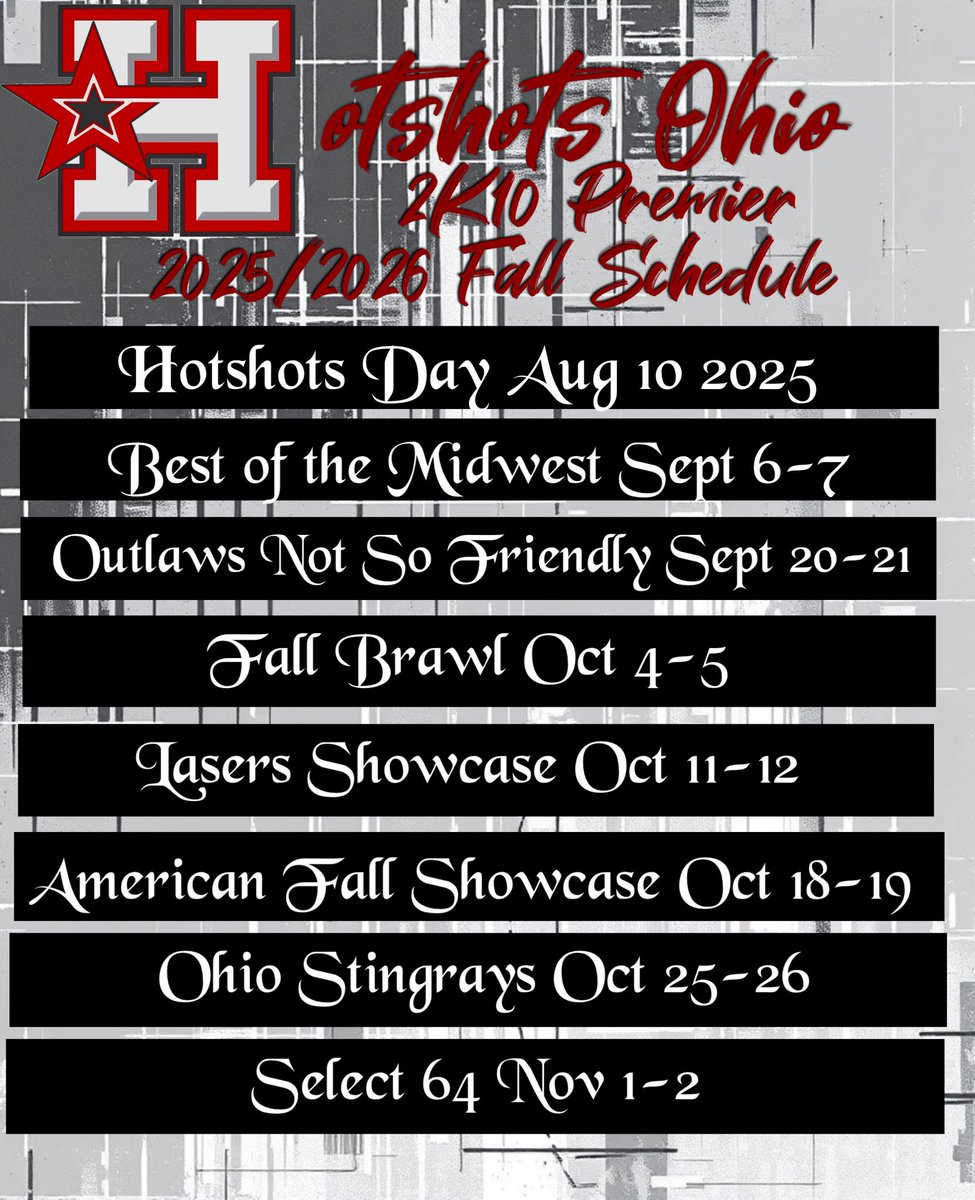 Hotshots Ohio 2k10 premier Wuicik Fall schedule jammed packed!!!