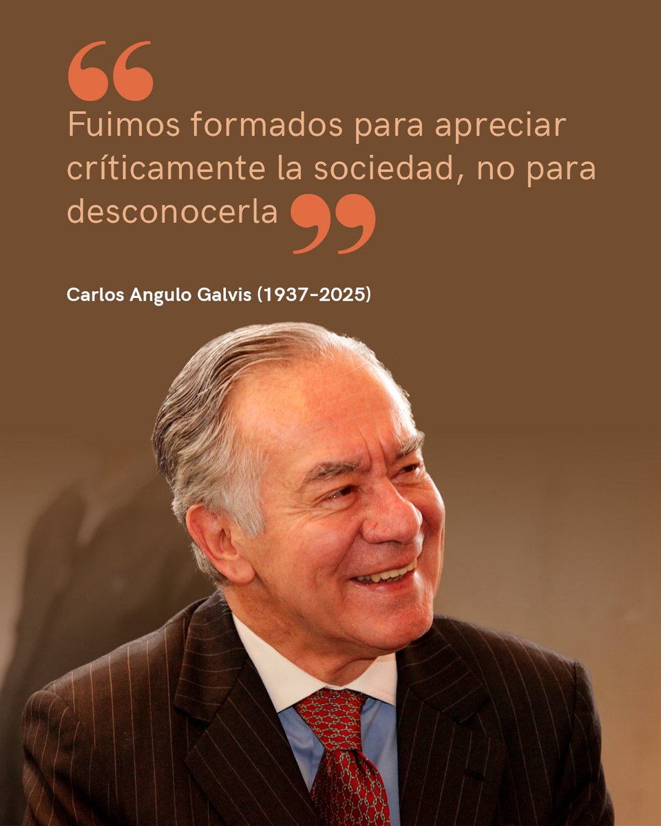 Uniandes's tweet photo. La Universidad de los Andes lamenta profundamente el fallecimiento de Carlos Angulo Galvis (1937–2025), exrector, miembro del Consejo Superior y líder visionario, cuyo legado marcó la historia reciente de nuestra institución.

Durante sus 14 años como rector, impulsó transformaciones clave como la creación de la Facultad de Medicina, la Escuela de Gobierno y el programa Quiero Estudiar, que hoy cuenta con más de 2.700 beneficiarios. Promovió el desarrollo de la planta profesoral y consolidó las redes internacionales que proyectan a Uniandes al mundo. Por estos y otros aportes, recibió la máxima distinción que otorga la Universidad: la Medalla de Oro.

Hoy, la Universidad despide a un líder, un maestro y un amigo. Carlos Angulo Galvis deja una huella imborrable en la historia de la educación superior en Colombia. Su legado deja una huella en cada rincón del campus y en el corazón de cada estudiante que se ha beneficiado de sus iniciativas y en cada profesor que replica esa misión de excelencia que lo caracterizó.

La Universidad de los Andes expresa sus más sinceras condolencias a su esposa Claudia, a sus hijos Carlos y Mauricio, a sus nueras, nietos, demás familiares, amigos y colegas, así como a todos quienes compartieron con él el compromiso por una educación superior de calidad.

🔗👉 https://t.co/OttyFAWgU0