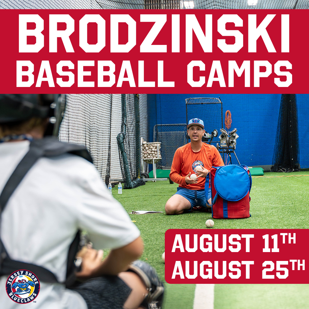 BlueClaws manager Greg Brodzinski will host two, one-day camps in August for boys and girls ages 7 &amp; up! Receive Major League-level instruction, practice plans, skill evaluation, and more! bit.ly/4olhg2f