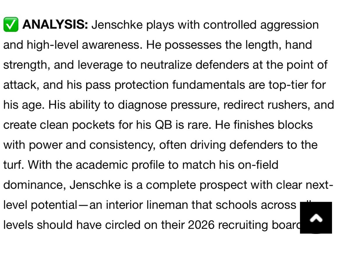Baine Jenschke (26’) 6’ 3” 275lbs. (@bainejenschke) on Twitter photo Big thanks to <a href="/sixstarfootball/">Six Star Football | PLUS+</a> for the write up and scouting report! 💯
<a href="/CoachWhiteDB1/">Coach White</a> <a href="/WebbFBAcademy/">Webb Football Academy</a> <a href="/hawks_wall/">Wall Hawk Football</a> <a href="/CoachHucks/">Braden Hucks</a> <a href="/coachscarey/">Scott Carey</a> <a href="/TarletonFB/">Tarleton State Football</a> <a href="/ToddWhitten1818/">Todd Whitten</a> <a href="/MikeBabcock44/">Mike Babcock</a> <a href="/CoachShultzOL/">Ivan Shultz</a> <a href="/CoachK__Mac/">Kris McCullough</a> <a href="/UTPBFootball/">UTPB Football</a> <a href="/806hsscmedia/">Jasone Pearson</a> <a href="/Paul_Witwer/">Paul Witwer</a> <a href="/SanAngeloLIVE/">San Angelo LIVE!</a> <a href="/gosanangelo/">Standard-Times</a> Big thanks to <a href="/sixstarfootball/">Six Star Football | PLUS+</a> for the write up and scouting report! 💯
<a href="/CoachWhiteDB1/">Coach White</a> <a href="/WebbFBAcademy/">Webb Football Academy</a> <a href="/hawks_wall/">Wall Hawk Football</a> <a href="/CoachHucks/">Braden Hucks</a> <a href="/coachscarey/">Scott Carey</a> <a href="/TarletonFB/">Tarleton State Football</a> <a href="/ToddWhitten1818/">Todd Whitten</a> <a href="/MikeBabcock44/">Mike Babcock</a> <a href="/CoachShultzOL/">Ivan Shultz</a> <a href="/CoachK__Mac/">Kris McCullough</a> <a href="/UTPBFootball/">UTPB Football</a> <a href="/806hsscmedia/">Jasone Pearson</a> <a href="/Paul_Witwer/">Paul Witwer</a> <a href="/SanAngeloLIVE/">San Angelo LIVE!</a> <a href="/gosanangelo/">Standard-Times</a>