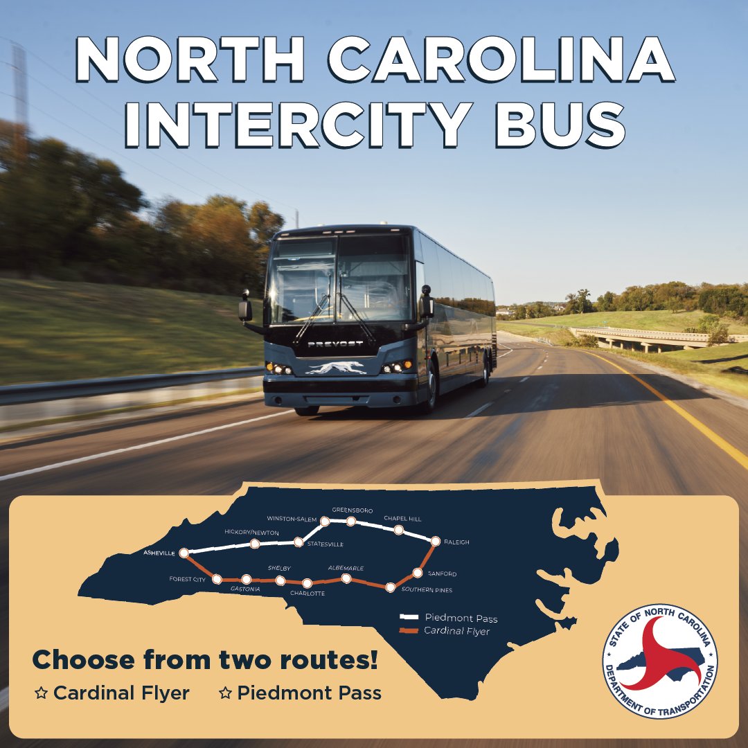 NCDOT Integrated Mobility (@ncdot_imd) on Twitter photo Great news, Asheville! NCDOT’s intercity bus service returns to Asheville Rides Transit Station Aug. 1.
Riders will have access to two routes operated by <a href="/GreyhoundBus/">Greyhound Bus</a>, with daily service to Charlotte, Raleigh and beyond.
More ➡️ bit.ly/41gFIrr
CC: <a href="/CityofAsheville/">City of Asheville</a> Great news, Asheville! NCDOT’s intercity bus service returns to Asheville Rides Transit Station Aug. 1.
Riders will have access to two routes operated by <a href="/GreyhoundBus/">Greyhound Bus</a>, with daily service to Charlotte, Raleigh and beyond.
More ➡️ bit.ly/41gFIrr
CC: <a href="/CityofAsheville/">City of Asheville</a>