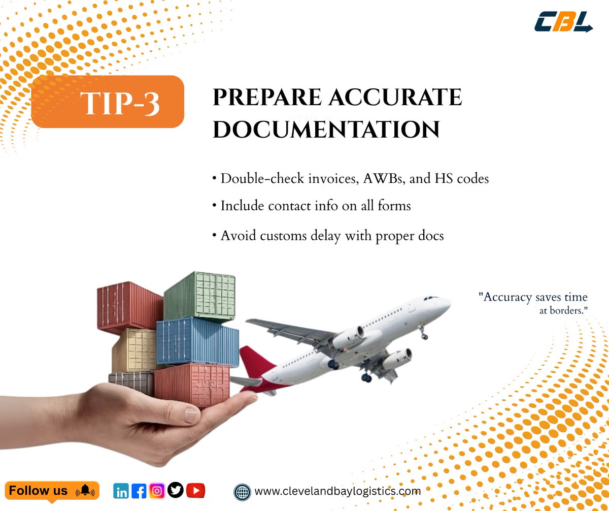 cblinc002's tweet image. Must-Know Freight Shipping 4 Tips from Cleveland Bay Logistics (CBL)-📷 Whether you're shipping local or global, these logistics best practices can save time, money, and hassle. 
Visit now- bitly.cx/UI5GK
#ClevelandBayLogistics #FreightForwarding #LogisticsTips #Shipping