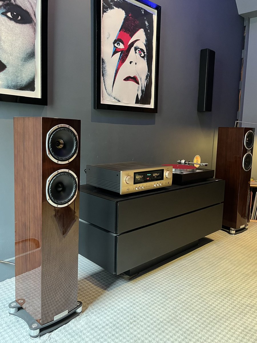 A lovely system in the upstairs dem room. 

Source is one of our Loud &amp; Clear Linn LP12 Vintage Classic turntables. 

It’s playing through a pair of Fyne Audio F501SP speakers in the premium gloss walnut finish. Amplifier is the new Accuphase E-3000 integrated.