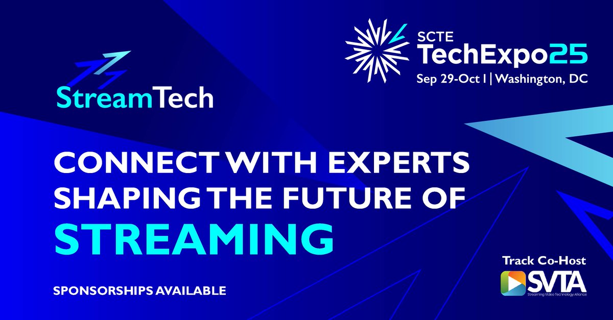 TheSVTA's tweet image. The @SCTE #TechExpo25 will be here before you know it! Don't miss the #StreamTech track – two days of streaming-focused sessions, including: 𝙉𝙚𝙩𝙬𝙤𝙧𝙠 𝙈𝙖𝙣𝙖𝙜𝙚𝙢𝙚𝙣𝙩 𝙖𝙣𝙙 𝙎𝙩𝙧𝙚𝙖𝙢𝙞𝙣𝙜 𝘼𝙧𝙘𝙝𝙞𝙩𝙚𝙘𝙩𝙪𝙧𝙚𝙨, 𝙎𝙚𝙘𝙪𝙧𝙞𝙣𝙜 𝙔𝙤𝙪𝙧 𝙎𝙩𝙧𝙚𝙖𝙢𝙨, and…