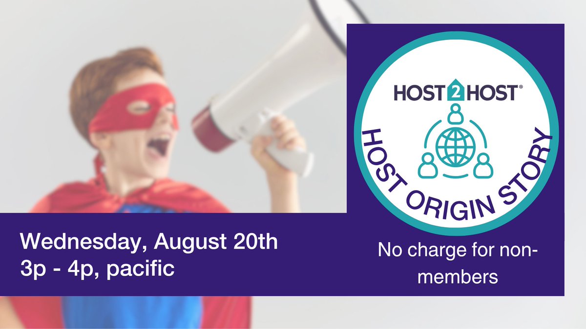 August Host Happenings: 🤩 Membership Coordinator Michelle Harrell - mailchi.mp/edea23407262/e…

#newsletter #host2host #news #events #eventcalendar