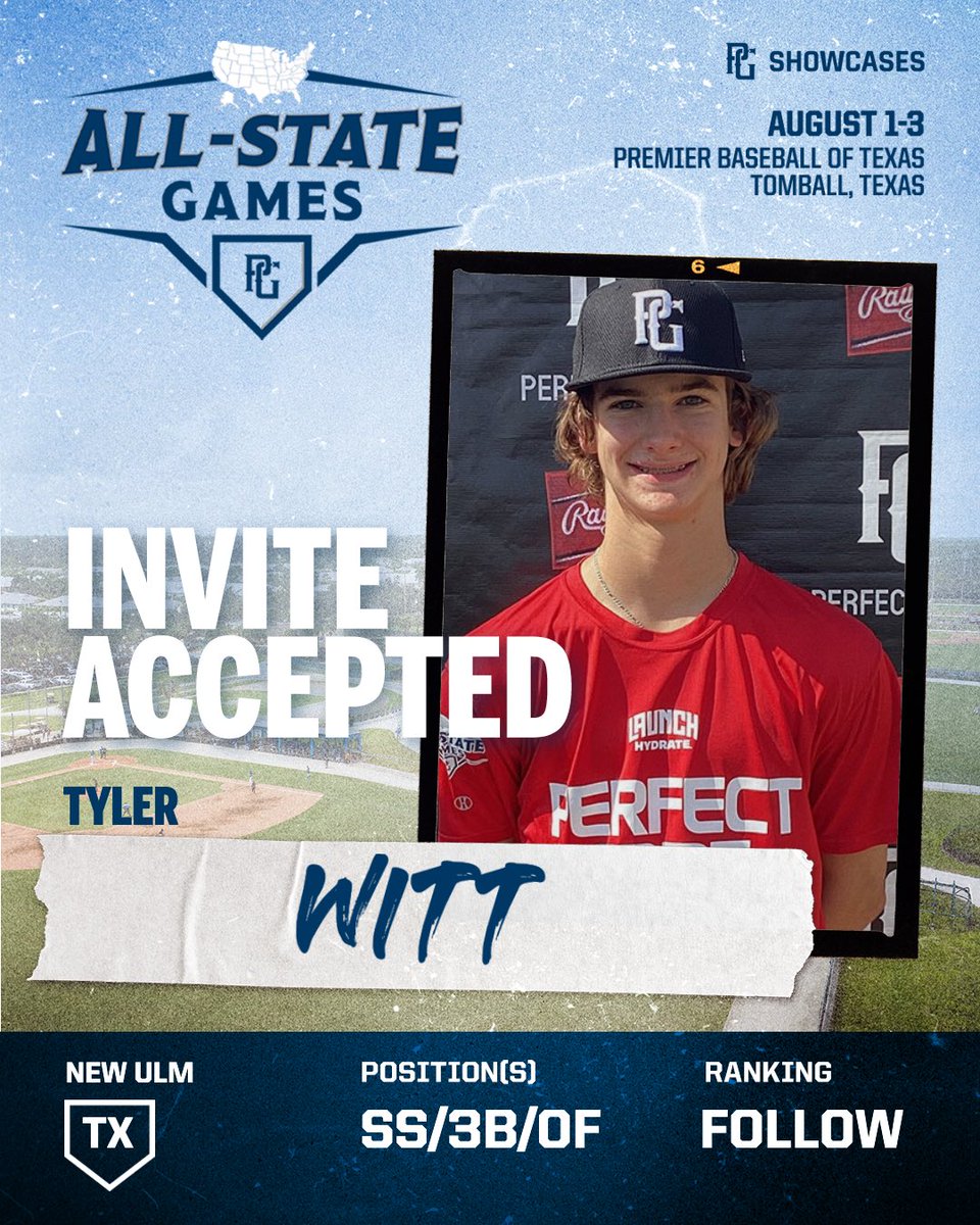 Perfect Game Texas (@texas_pg) on Twitter photo 🚨INVITE ACCEPTED🚨
Just 2️⃣ days remaining until the 2025 PG South All-State Games in Tomball, TX‼️🔥
<a href="/PGShowcases/">PG Showcases</a> <a href="/PerfectGameUSA/">Perfect Game USA</a> 🚨INVITE ACCEPTED🚨
Just 2️⃣ days remaining until the 2025 PG South All-State Games in Tomball, TX‼️🔥
<a href="/PGShowcases/">PG Showcases</a> <a href="/PerfectGameUSA/">Perfect Game USA</a>