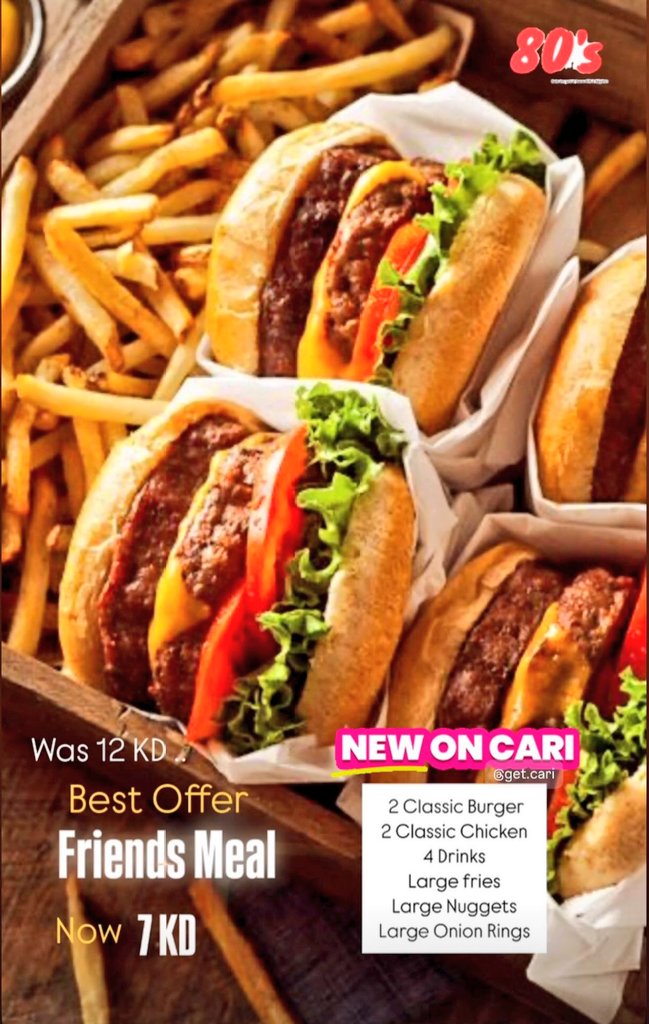 80s_q8's tweet photo. Friends Meal
 
Order Now 👇
https://t.co/CqwL7BzqdU

#يوم_الصداقه_العالمي
@GetCari https://t.co/Hfel7FeVjV
