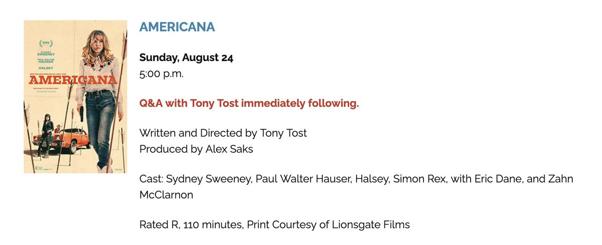 For those in Los Angeles, there will be a free AMERICANA screening with a Q&amp;A w/ me afterwards at the WGA theater on August 24th.