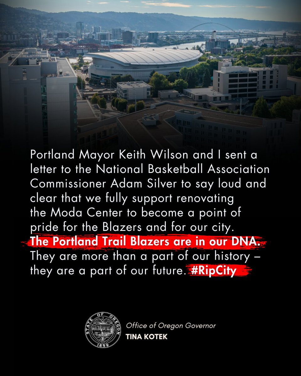 Mayor Wilson and I sent a letter to NBA Commissioner Adam Silver to say loud and clear that we fully support renovating the Moda Center to become a point of pride for our city. The Blazers are in our DNA. They are more than a part of our history – they are a part of our future.
