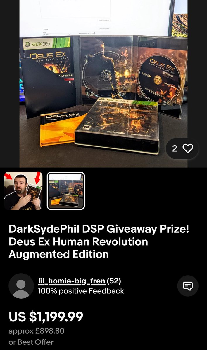 GUYS, DSP’s EMPTY DEUS EX IS ON EBAY 😂😂😂😂

I’d seen the signed Goldeneye Wii but not this one