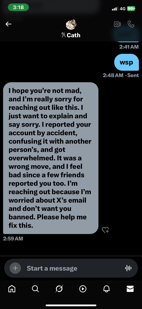 i think @/TachCath is hacked so do report the acc and dont reply to their dms