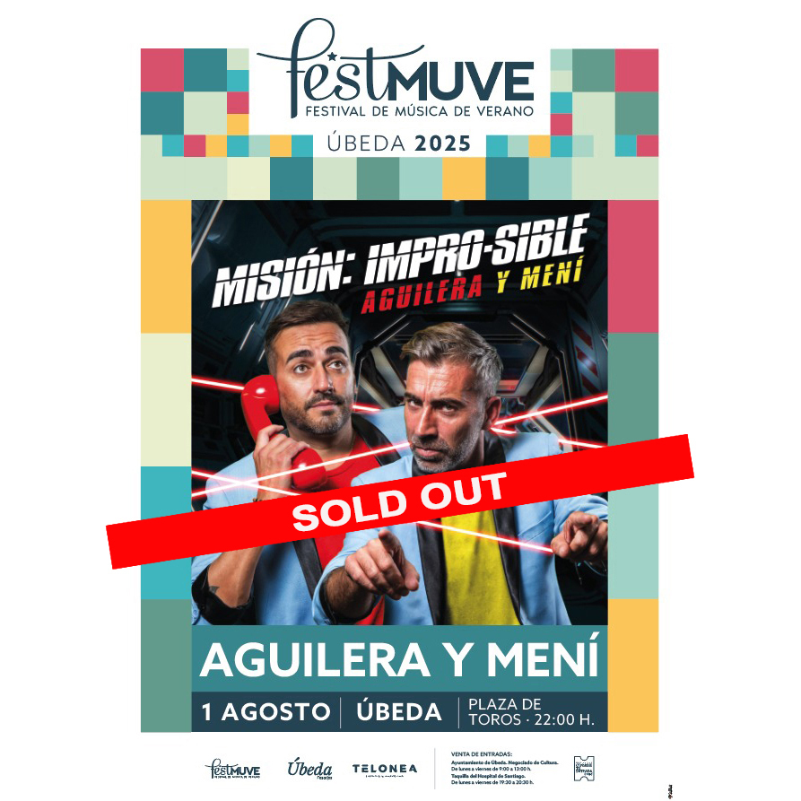 ENTRADAS AGOTADAS | Tal y como esperábamos, no quedará ni un asiento libre en la plaza de toros. El viernes lo pasaremos en grande con Aguilera y Mení, dos genios del humor y la improvisación convertidos en fenómeno de masas, que llegarán a <a href="/FestMuve/">FestMUVE</a> con ‘Misión: Impro-sible’.