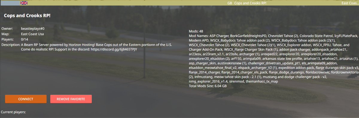 BeastiePlayz's tweet photo. Made a BeamMP Roleplay server! Come Check it out! Must be in the discord! https://t.co/8FR1dvy16d

Cops and Crooks RP

East Coast USA

State Base:

M-W: Florida
Thurs-Sun: Arkansas

Cars: 5

Players: 14

Types of mods: Realistic LEO Cars and Civ cars! Custom Sirens (Use UI Apps) https://t.co/LsNYmTI7IN