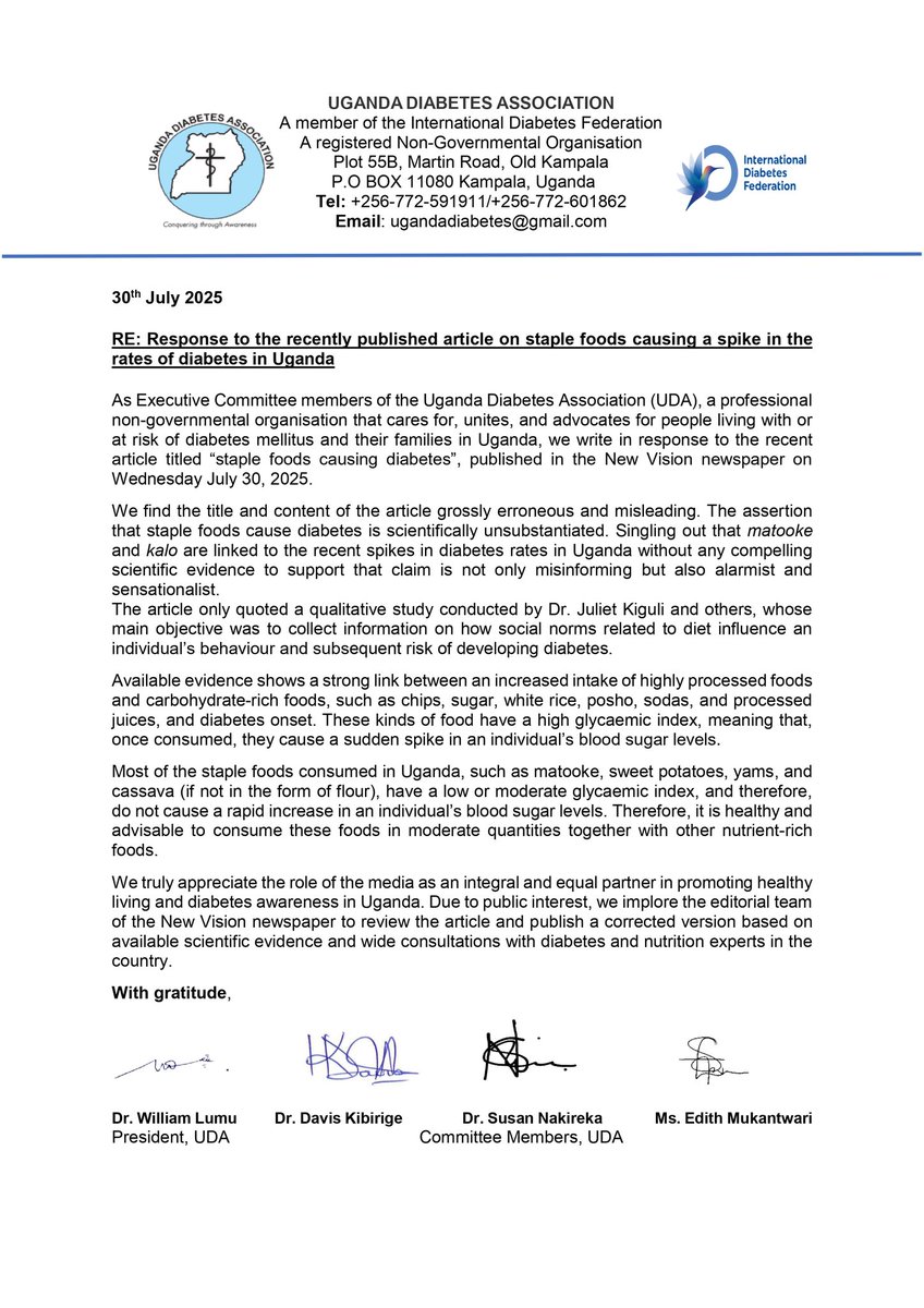 UgandaDiabetesAssociation (@ugandadiabetes) on Twitter photo Finally,below is the response from <a href="/UgandaDiabetes/">UgandaDiabetesAssociation</a> on the recently published article from <a href="/newvisionwire/">The New Vision</a> Finally,below is the response from <a href="/UgandaDiabetes/">UgandaDiabetesAssociation</a> on the recently published article from <a href="/newvisionwire/">The New Vision</a>