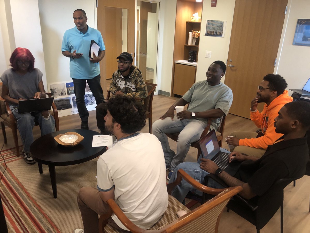 Economic Development Team huddle, including summer interns are presenting the remaining 20th annual #RenFest billboard designs to CEO ⁦<a href="/c_gagdc/">Carlos Nelson</a>⁩ for his stamp of approval! The festival is less I than 2 months away!