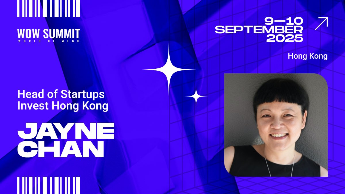 We are honored to welcome Jayne Chan, Head of StartmeupHK at Invest Hong Kong (InvestHK), to the WOW Summit 2025 speaker lineup!

Jayne plays a key role in shaping Hong Kong into a global hub for innovation &amp; entrepreneurship.
Join us on Sept 9–10 lu.ma/wow
