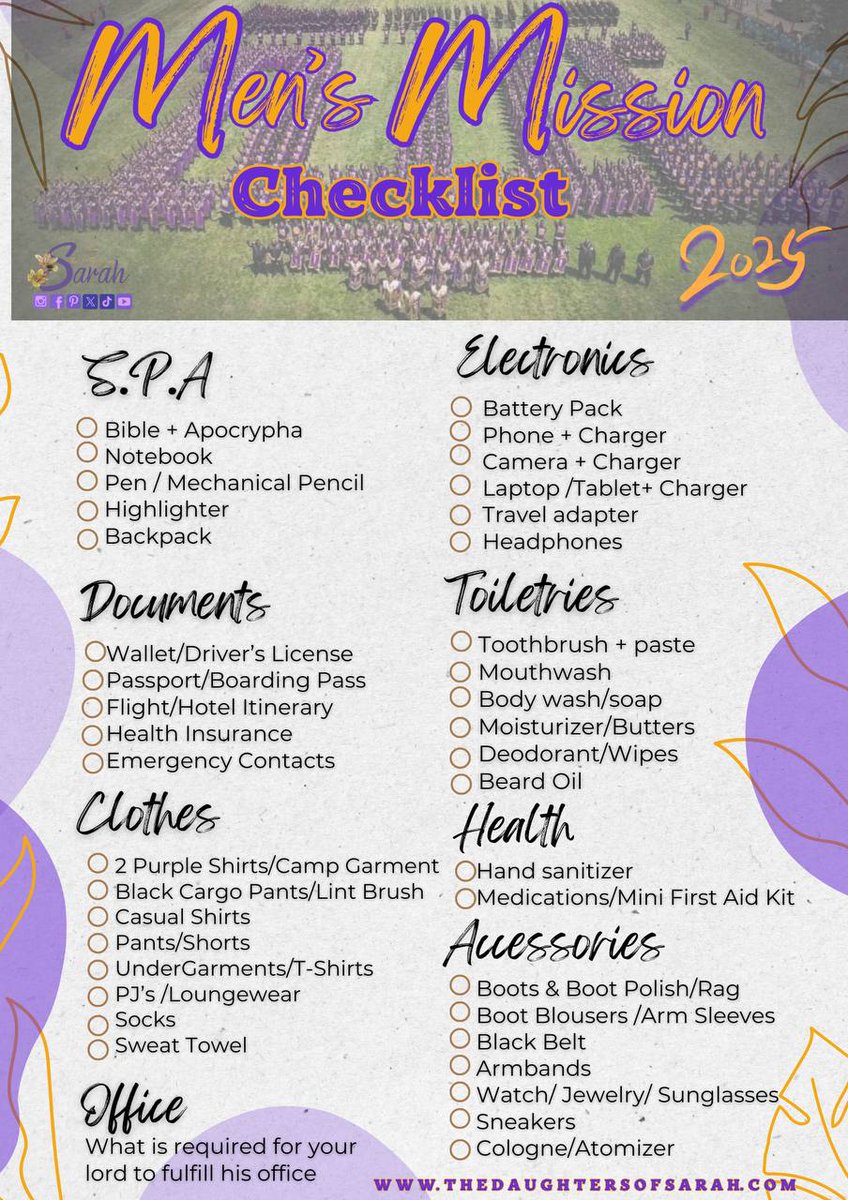 DOS_IUIC's tweet photo. As wives, let’s help prepare our lords for their upcoming trip by using a basic suggestion list to get you started. Having a list will benefit our lords, helping to make sure nothing is left behind. Time Management is key! 

#DOS #WIFE #HELPMEET #PILLAROFREST #DECENTINORDER https://t.co/gChrxoiL0s