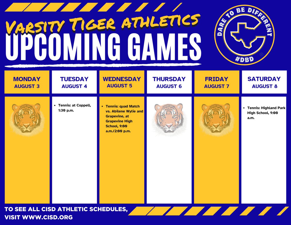 Weekly CHS Varsity Athletic Schedule. For complete CISD athletic schedule: cisd.org/domain/1001