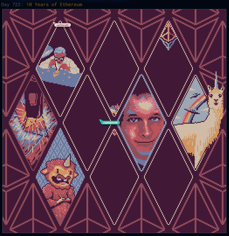 We're crafting some nice birthday present for Ethereum's 10th on <a href="/basepaint_xyz/">BasePaint</a> 👀

Happy Birthday $ETH! 🎂🥳