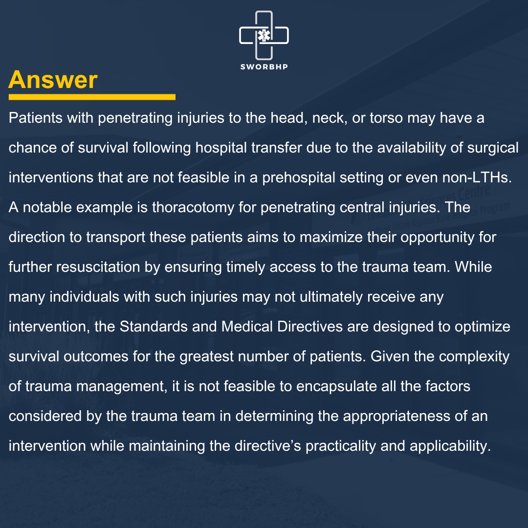Today on our Ask MAC #highlight we are looking at a question surrounding why a trauma TOR is always contraindicated for penetrating trauma to the torso, head, or neck.

Visit our website for more Ask MAC Q&amp;As as well as some great prehospital tips and information.