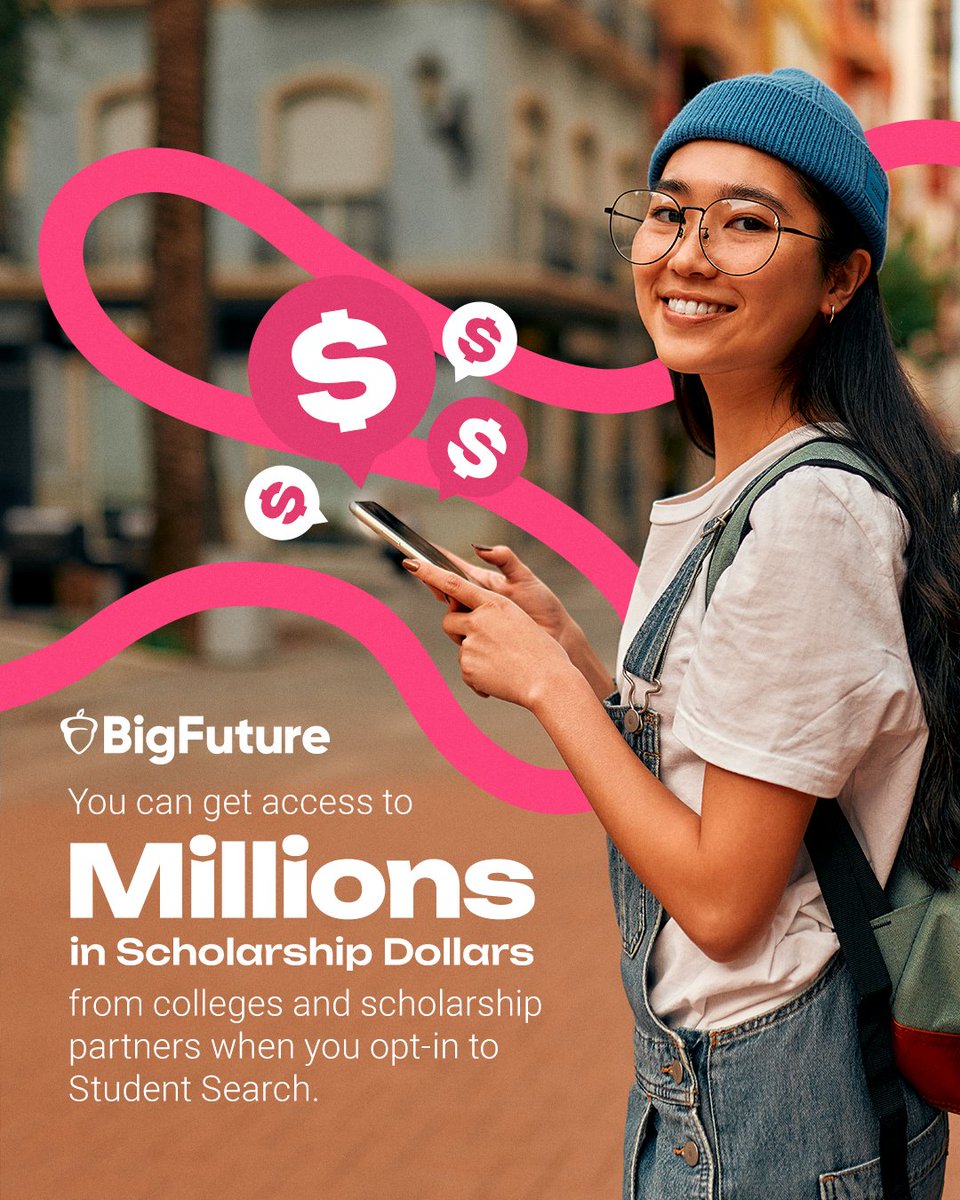 Support your students’ college planning by directing them to Student Search Service. 🎓

When students connect to the service, they can:
🏫 Hear directly from 1,200+ U.S. colleges
💸 Access $300 million in scholarships 
📨 Receive up to 29% more college acceptances 

🔗: