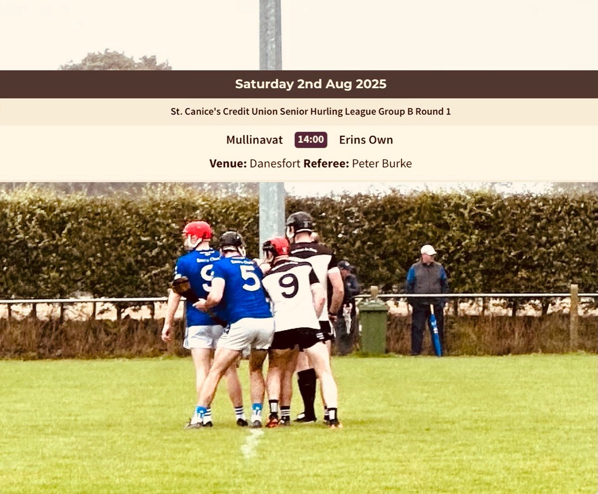 Mullinavat GAA (@gaamullinavat) on Twitter photo We need plenty of support for our lads in the <a href="/StCanicesCU/">St. Canice's CU</a> <a href="/KilkennyCLG/">Kilkenny GAA</a> Senior Hurling League game versus <a href="/ErinsOwnGaa/">Erins Own</a> on Saturday evening next 2pm at <a href="/DanesfortCLG/">Danesfort GAA & Camogie Club</a>
⚫️⚪️⚫️⚪️ We need plenty of support for our lads in the <a href="/StCanicesCU/">St. Canice's CU</a> <a href="/KilkennyCLG/">Kilkenny GAA</a> Senior Hurling League game versus <a href="/ErinsOwnGaa/">Erins Own</a> on Saturday evening next 2pm at <a href="/DanesfortCLG/">Danesfort GAA & Camogie Club</a>
⚫️⚪️⚫️⚪️
