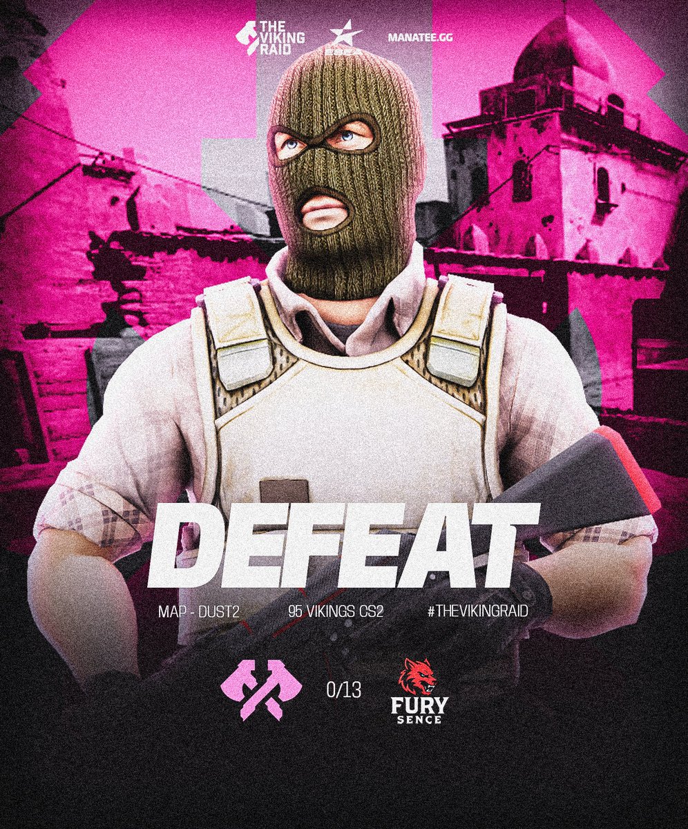 The night goes from bad to worse… 

GGs FurySence.

Map - Dust2 13-0 ❌

#TheVikingRaid 🏴‍☠️