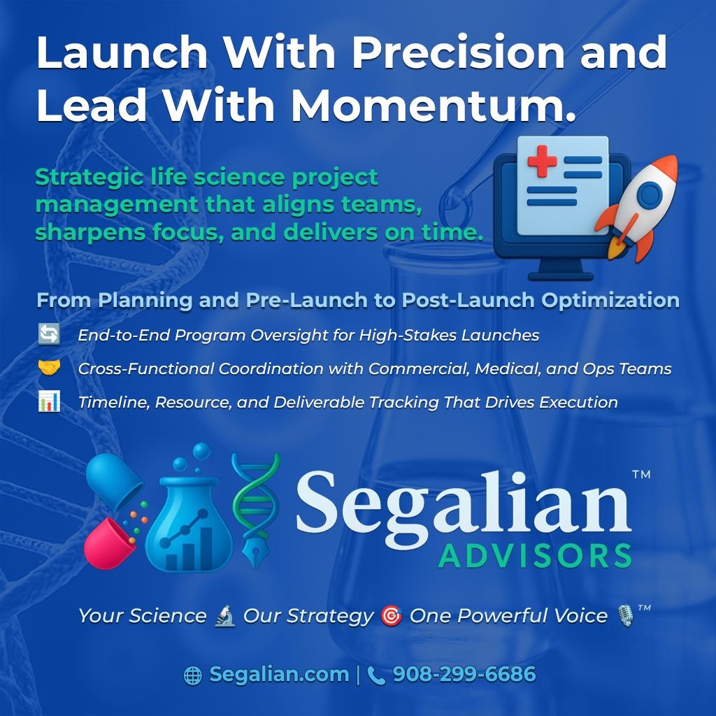 Segalian's tweet image. With deep experience across pharmaceuticals, biotech, and medtech, we bring structured leadership to every phase of the product lifecycle—from planning and pre-launch readiness to post-launch optimization.