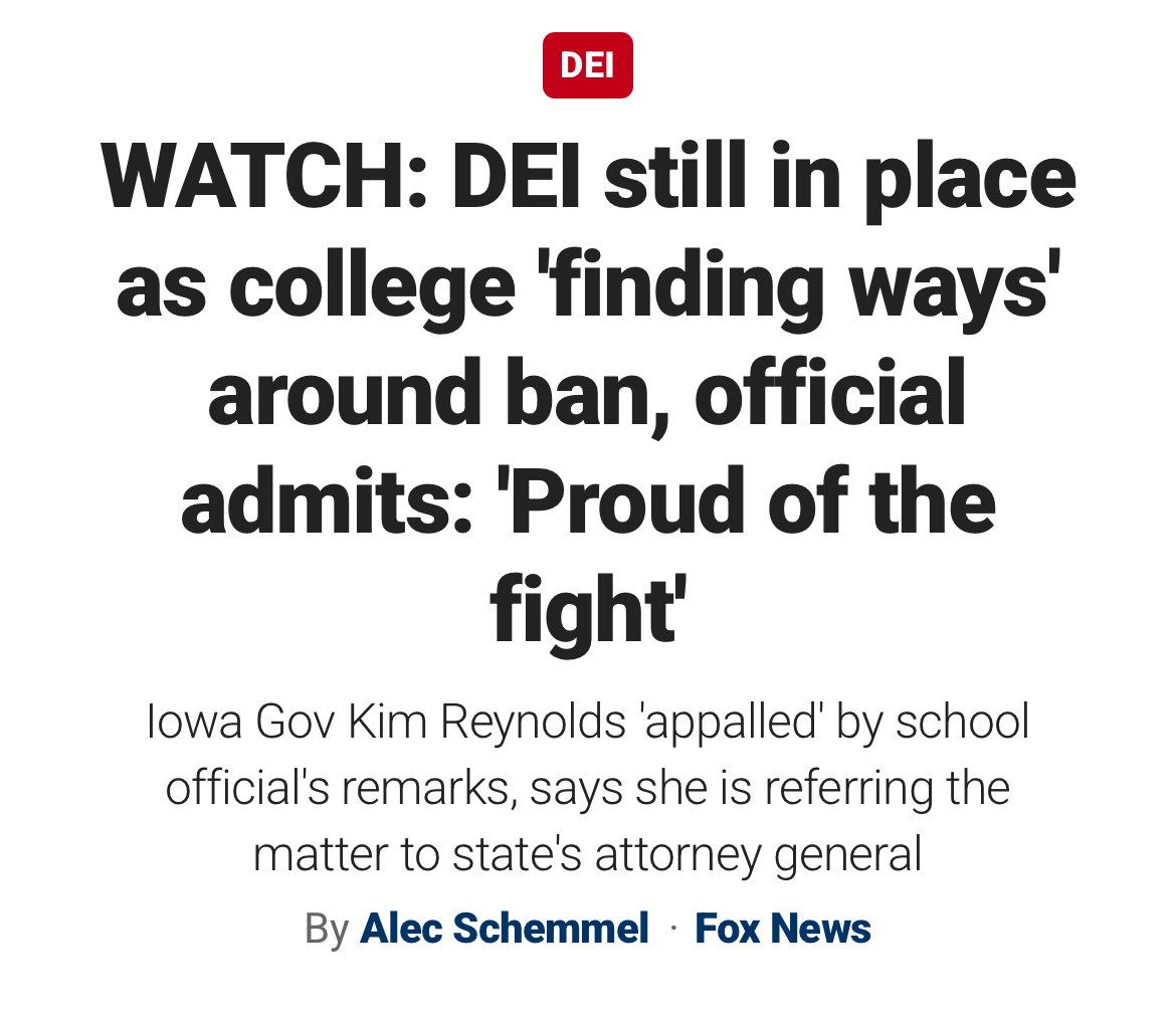 Gov. Kim Reynolds (@iagovernor) on Twitter photo I’ve referred this video to <a href="/AGIowa/">Iowa AG Brenna Bird</a> to determine whether <a href="/uiowa/">University of Iowa</a> is violating Iowa’s Diversity, Equity, and Inclusion Act. I’ve referred this video to <a href="/AGIowa/">Iowa AG Brenna Bird</a> to determine whether <a href="/uiowa/">University of Iowa</a> is violating Iowa’s Diversity, Equity, and Inclusion Act.