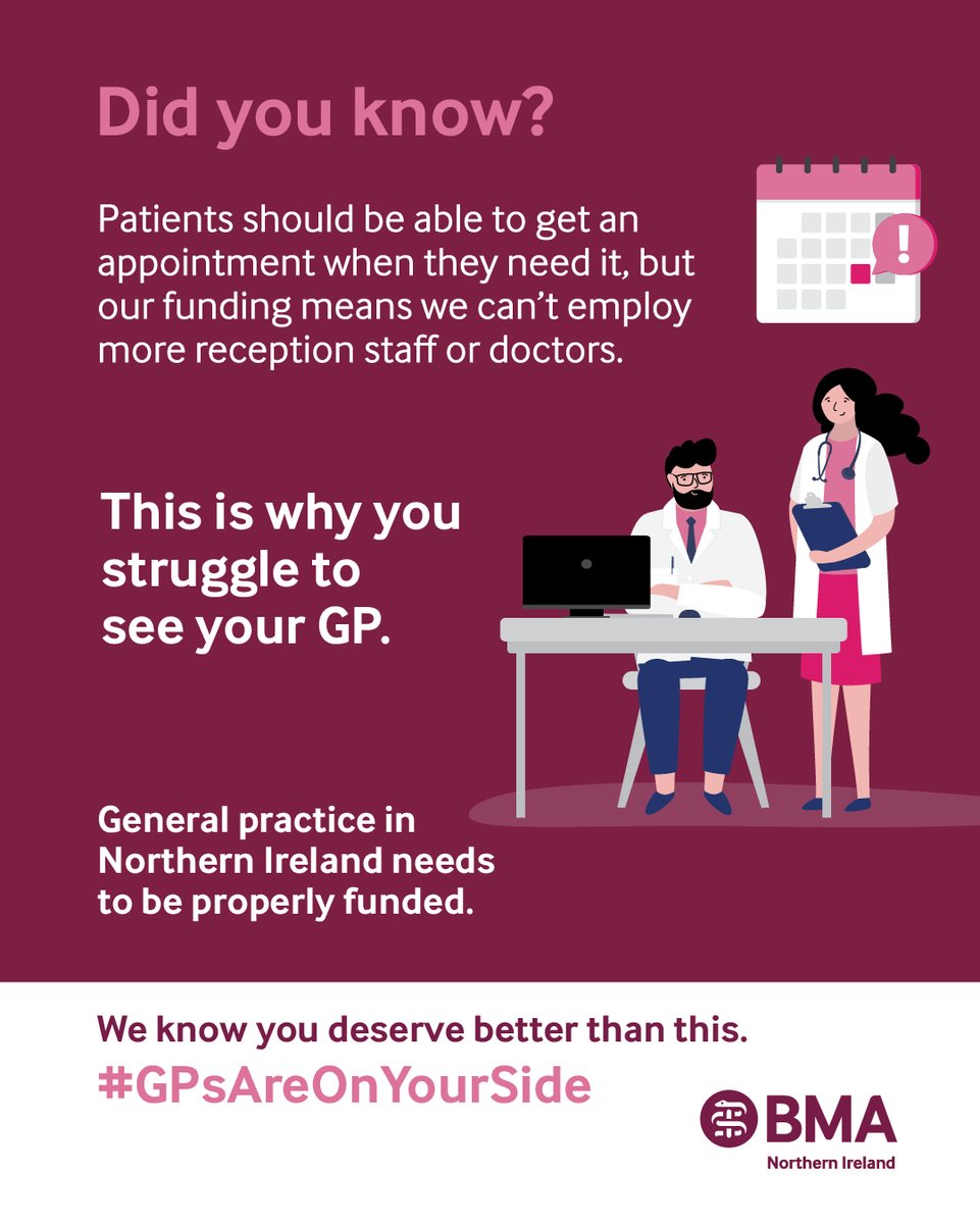 General practice in Northern Ireland is in crisis. GPs are now taking collective action - we need an improved offer from the government that increases our core funding to avert a total crisis 

#GPsAreOnYourSide