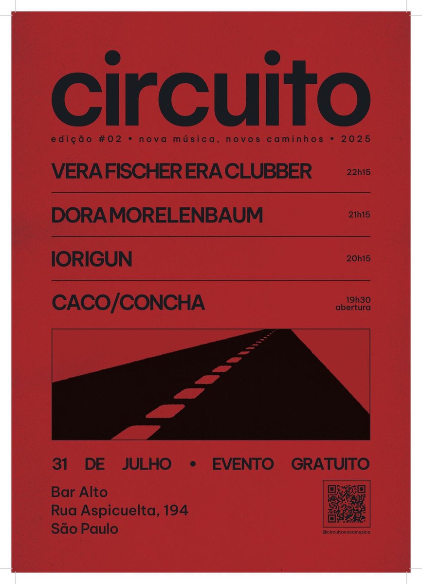 Cleber Facchi (@cleberfacchi) on Twitter photo Alô, São Paulo! 💥
Amanhã começa a 2ª etapa do Circuito Nova Música, Novos Caminhos, no Bar Alto, com shows de Dora Morelenbaum, Iorigun, Vera Fischer Era Clubber e Caco/Concha. Curadoria fina do <a href="/lucioribeiro/">lucioribeiro</a>. Bora?
🎟️ Ingressos: tinyurl.com/ym2e63pu Alô, São Paulo! 💥
Amanhã começa a 2ª etapa do Circuito Nova Música, Novos Caminhos, no Bar Alto, com shows de Dora Morelenbaum, Iorigun, Vera Fischer Era Clubber e Caco/Concha. Curadoria fina do <a href="/lucioribeiro/">lucioribeiro</a>. Bora?
🎟️ Ingressos: tinyurl.com/ym2e63pu
