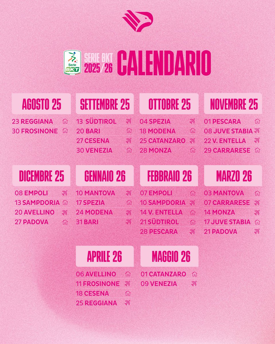 Il calendario completo del Palermo 🗓️ 
E già non vedo l’ora di ritornare… 🩷🖤