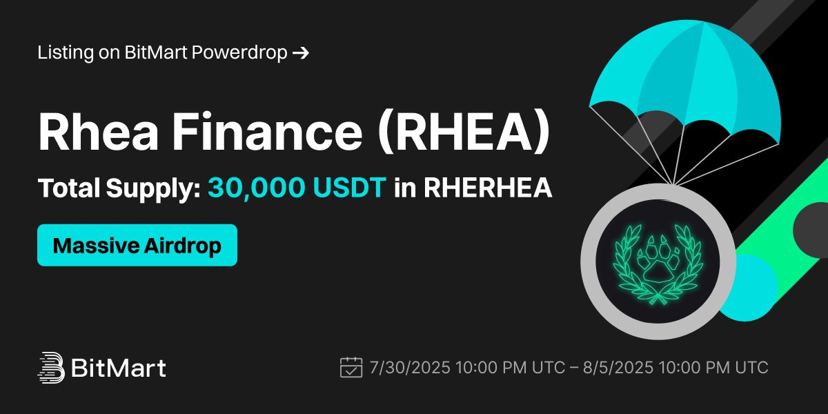 CryptoDream777's tweet image. 🚀Rhea Finance (RHEA) @rhea_finance буде на BitMart Powerdrop!

🌐 Обсяг: 30 000$ в RHEA

🔒 Вимога: KYC1 до  5 серпня, 19:00 UTC
🚀 Період: 30.07 – 05.08, 22:00 UTC
📌 Деталі: bitmart.zendesk.com/hc/en-us/artic…
🔥 Приєднуйтесь: bitmart.com/powerdrop-deta…

#RHEA #BitMartPowerdrop #CryptoNews