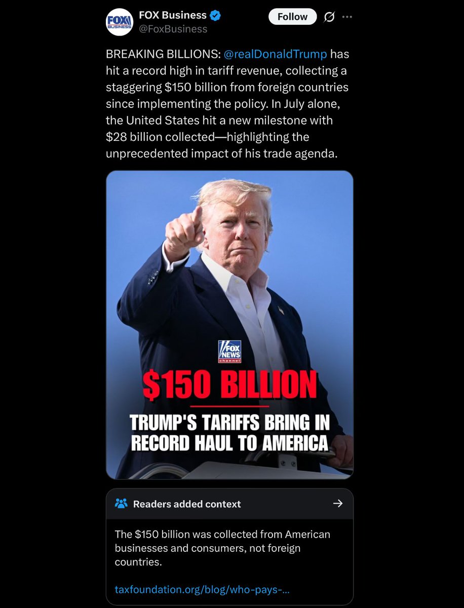 Community Notes for the win on Trump’s lies about the $150B "tariff revenue"